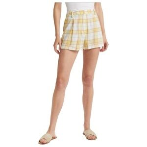 rag & bone Ivy Yellow Plaid High Rise Cotton Shorts Size 10 NWT